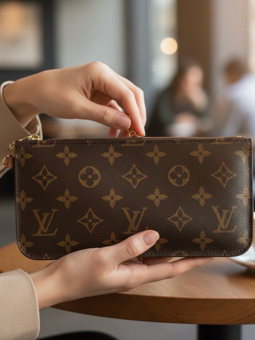 Louis Vuitton Monogram Canvas Zip Wristlet in Brown